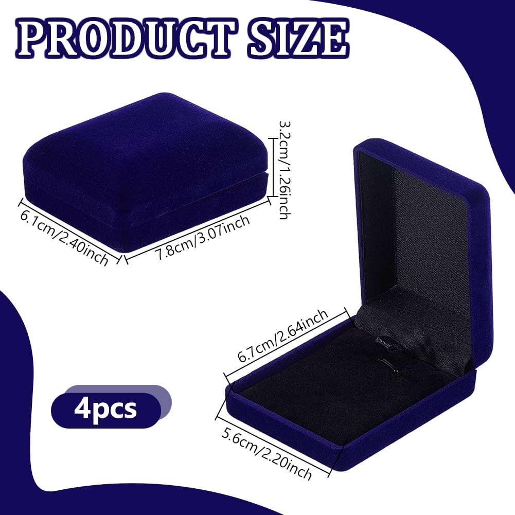 NBEADS 4 Pcs Velvet Badge Display Box, 6.1x7.8x3.2cm Lapel Pin Collection Display Holder Necklace Bracelet Gift Box for Badges Lapel Pin Coin Jewelry