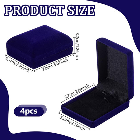 NBEADS 4 Pcs Velvet Badge Display Box, 6.1x7.8x3.2cm Lapel Pin Collection Display Holder Necklace Bracelet Gift Box for Badges Lapel Pin Coin Jewelry