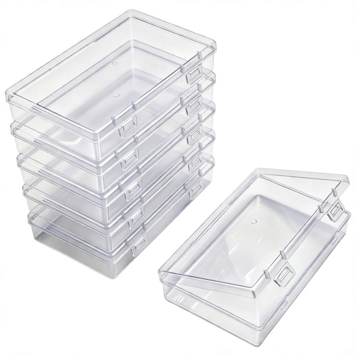 Goodma 6 Pieces Rectangular Empty Mini Clear Plastic Organizer Box
