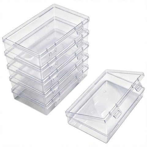 Goodma 6 Pieces Rectangular Empty Mini Clear Plastic Organizer Box