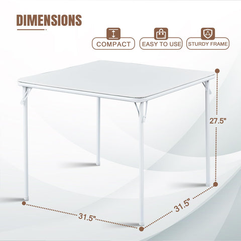 TAO ONE Square Folding Table 32x32 Small Card Table Foldable - White