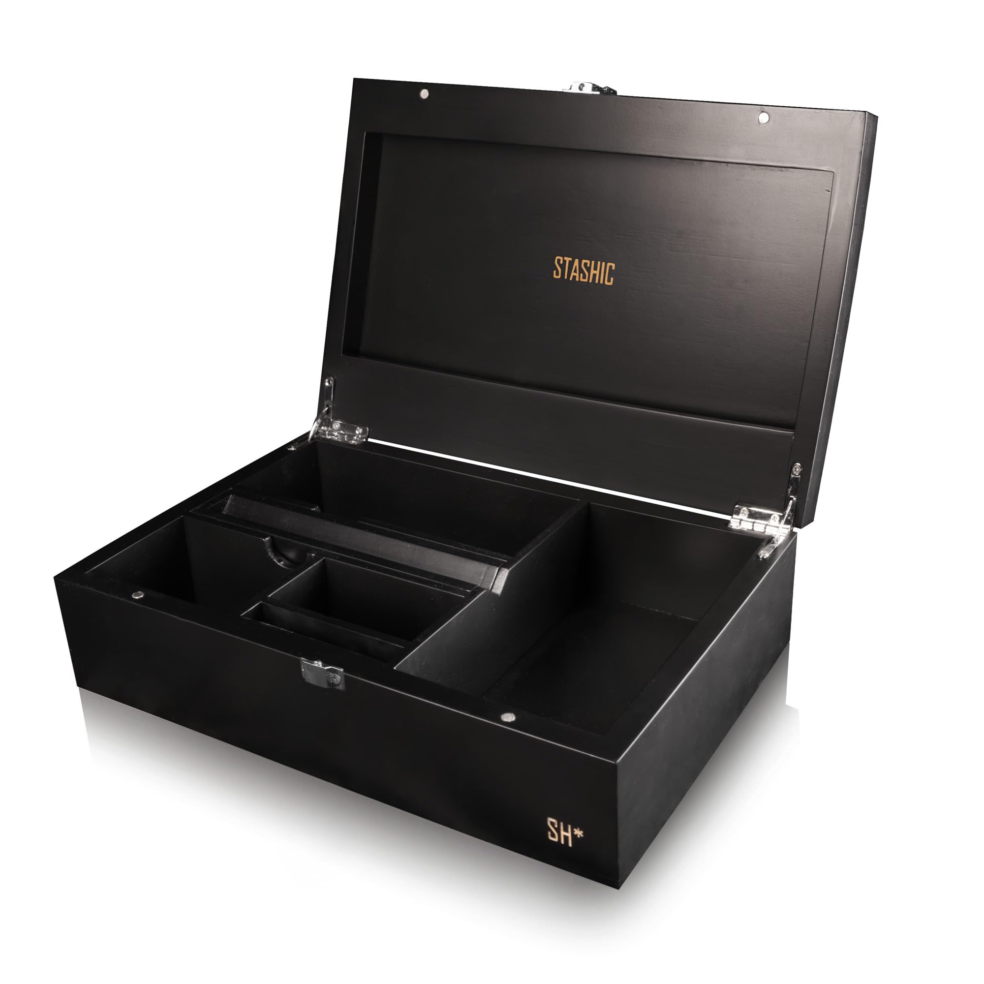 STASHIC Bamboo Stash Box - Rolling Box with Compartments - Latch - SH*