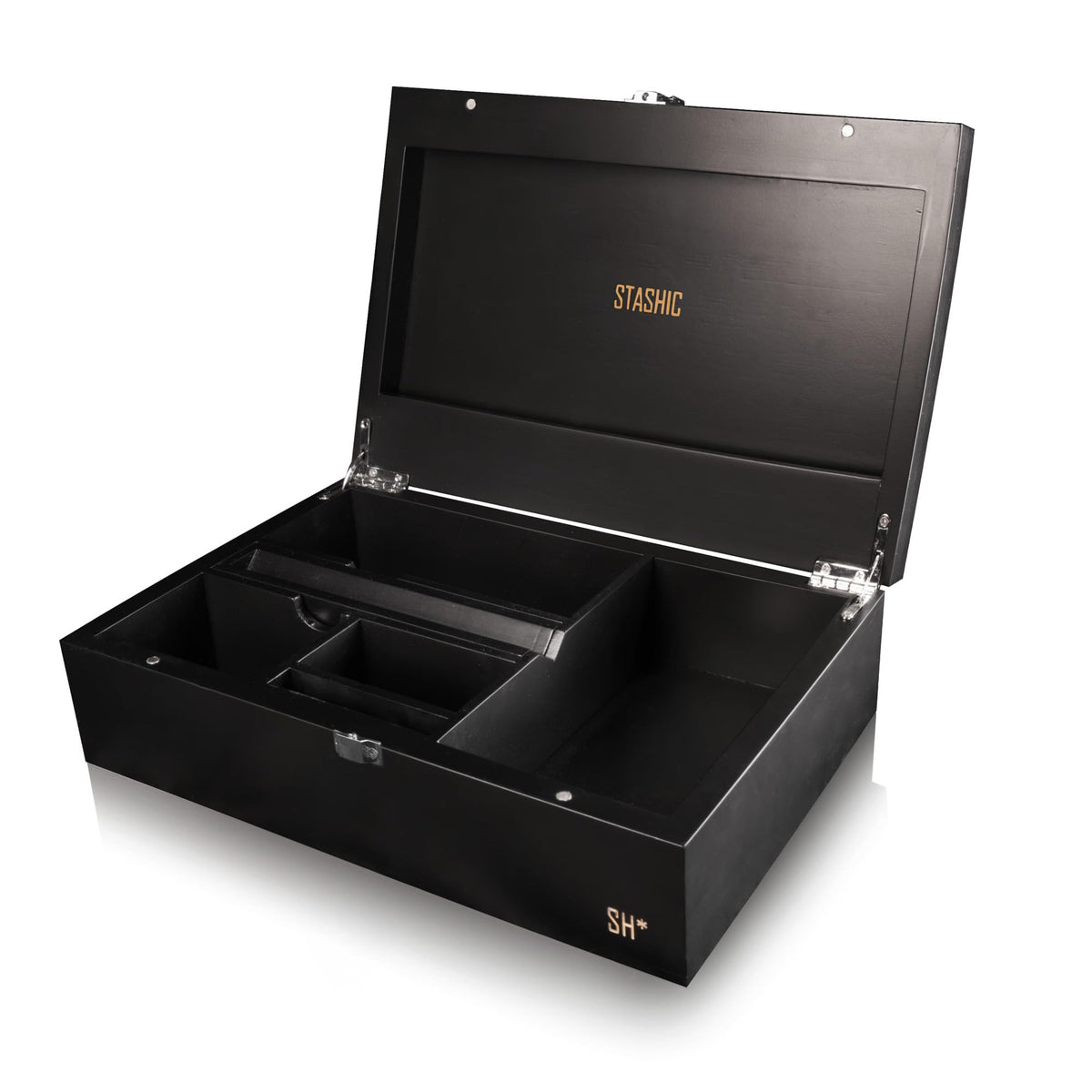 STASHIC Bamboo Stash Box - Rolling Box with Compartments - Latch - SH*