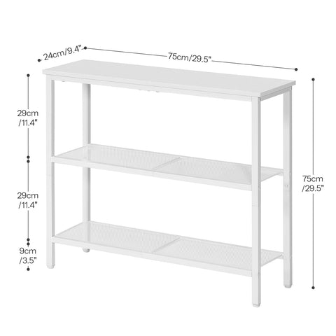 HOOBRO Console Table for Hallway Slim, 3-Tier Narrow Console Table, Hallway Table with 3 Shelves, Slim Sofa Table for Small Spaces, Living Room