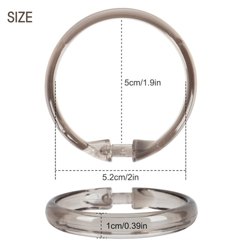 Shower Curtain Rings Plastic Curtain O Rings Hook Hanger Bath Drape Loop Clip Glide 12 Pack (Translucent Grey)