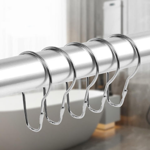 30PCS Shower Curtain Rings, Curtain Hangers Hanging Shower Clips,Stainless Steel Metal Rust Proof Decorative Hooks Loop for Bedroom Bathroom Kitchen