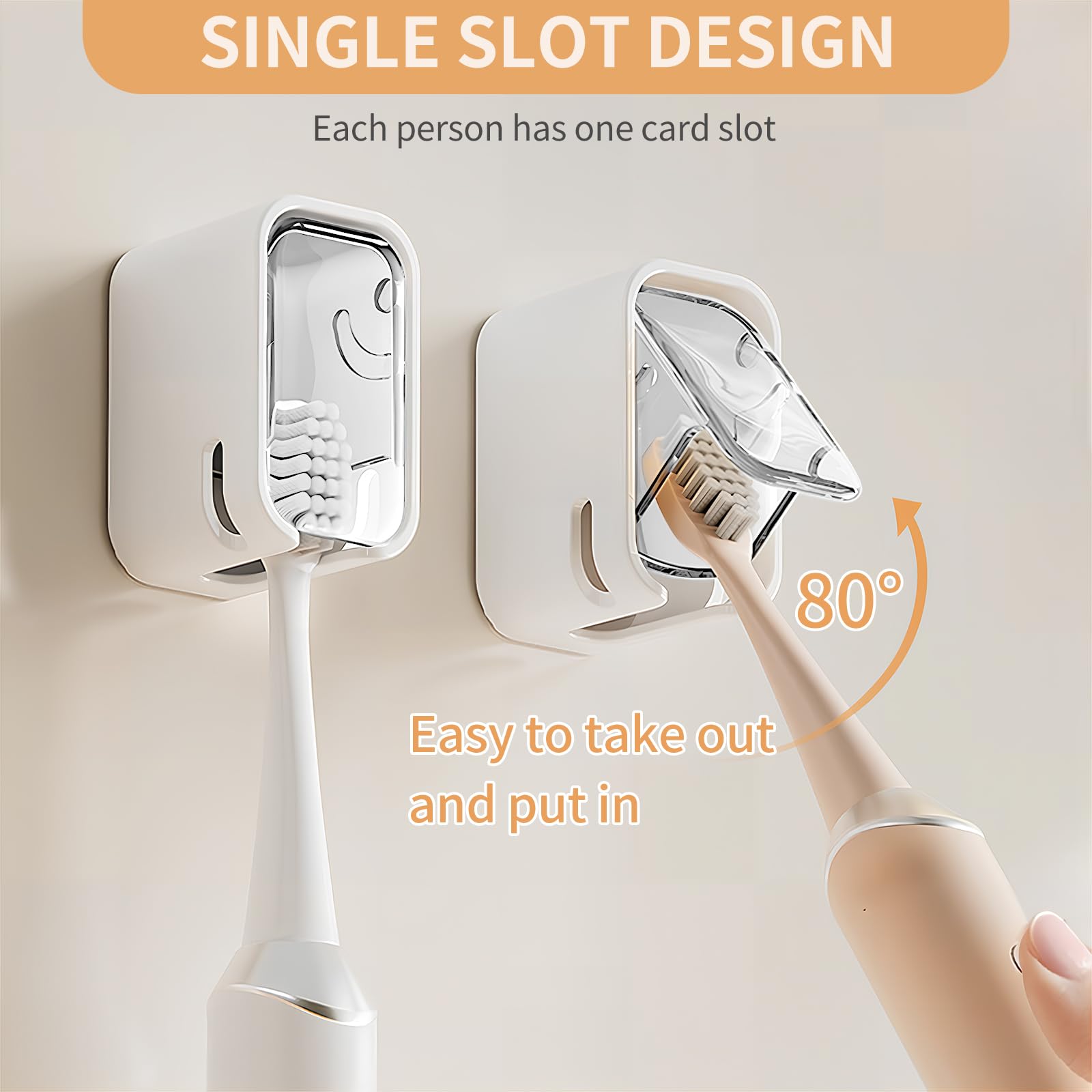 Wall Mounted Toothbrush Holders for Bathroom,Strong Self Adhesiv
