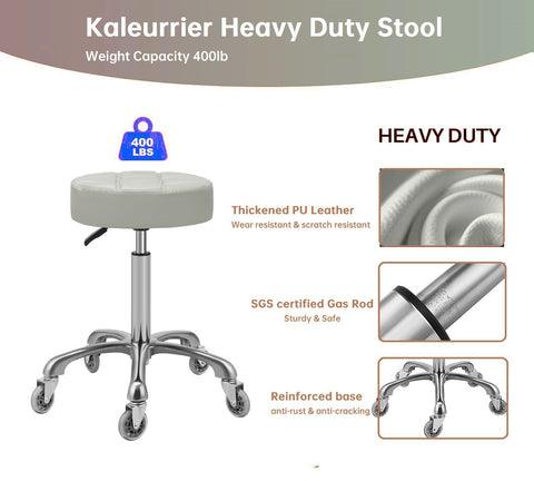 Kaleurrier Swivel Stool Chair,Height Adjustable,400 lbs Heavy Duty Hydraulic Rolling Metal High Stools for Home Kitchen Salon Bar Office Massage
