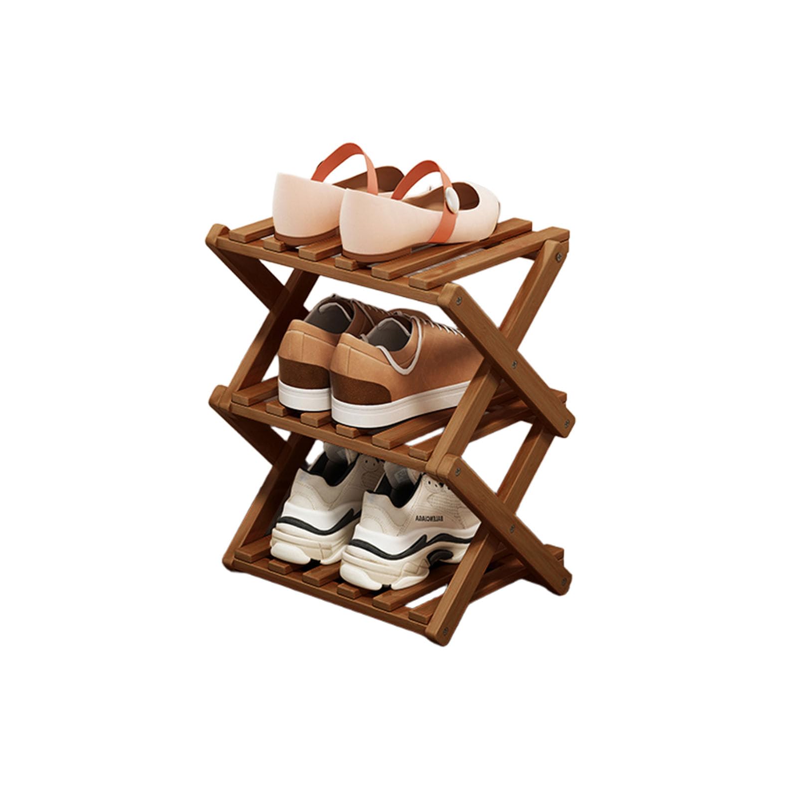 Simcat 3 Tier Natural Bamboo Shoe Rack,Space Saving Shoe Storage Organizer,Easy Assembly & Strong Design Shoes Stand Shelf Organiser for Closet