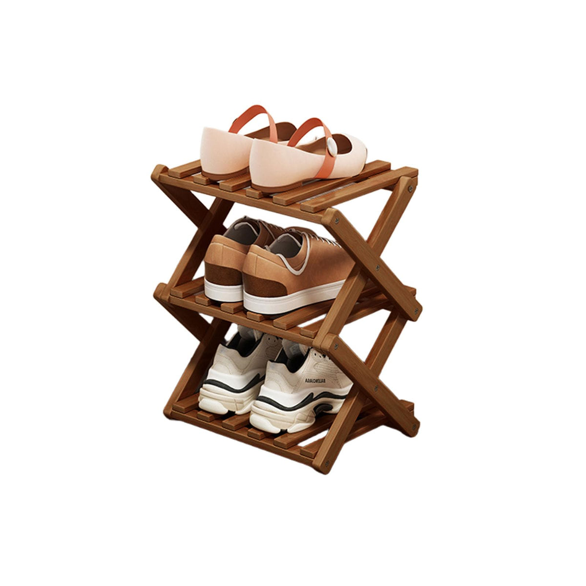 Simcat 3 Tier Natural Bamboo Shoe Rack,Space Saving Shoe Storage Organizer,Easy Assembly & Strong Design Shoes Stand Shelf Organiser for Closet
