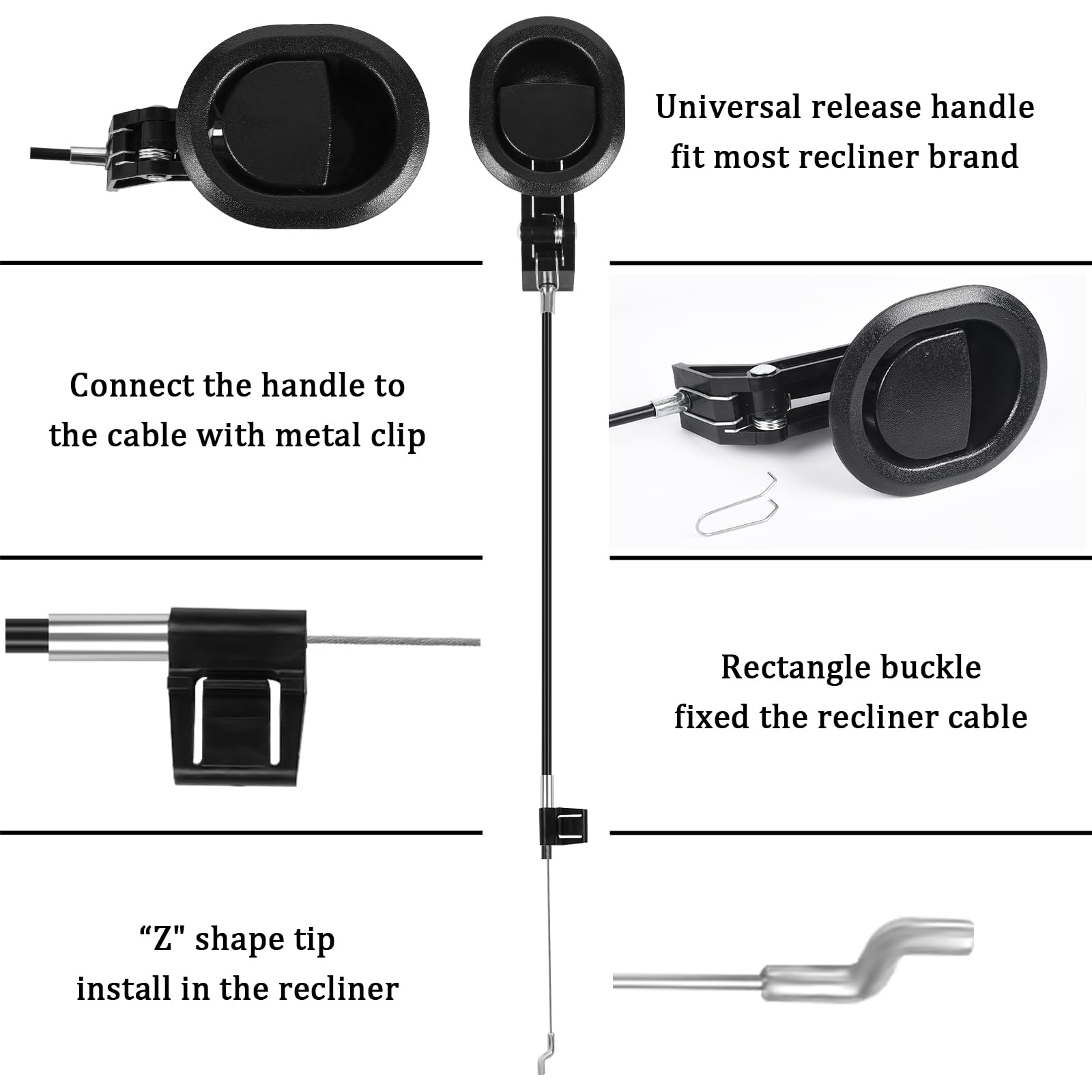 Funnytek 2 Set Sofa Chair Recliner Release Pull Handle Replacement Parts