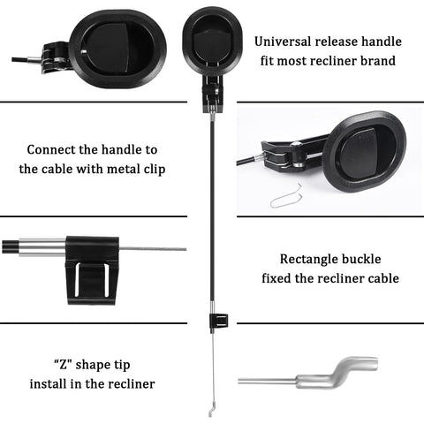 Funnytek 2 Set Sofa Chair Recliner Release Pull Handle Replacement Parts