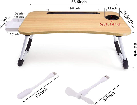 BSTMOME Laptop Desk Bed Stand Foldable Laptop Table Folding Breakfast Tray Portable Lap Standing Desk Reading and Writing Holder with Drawer for Bed