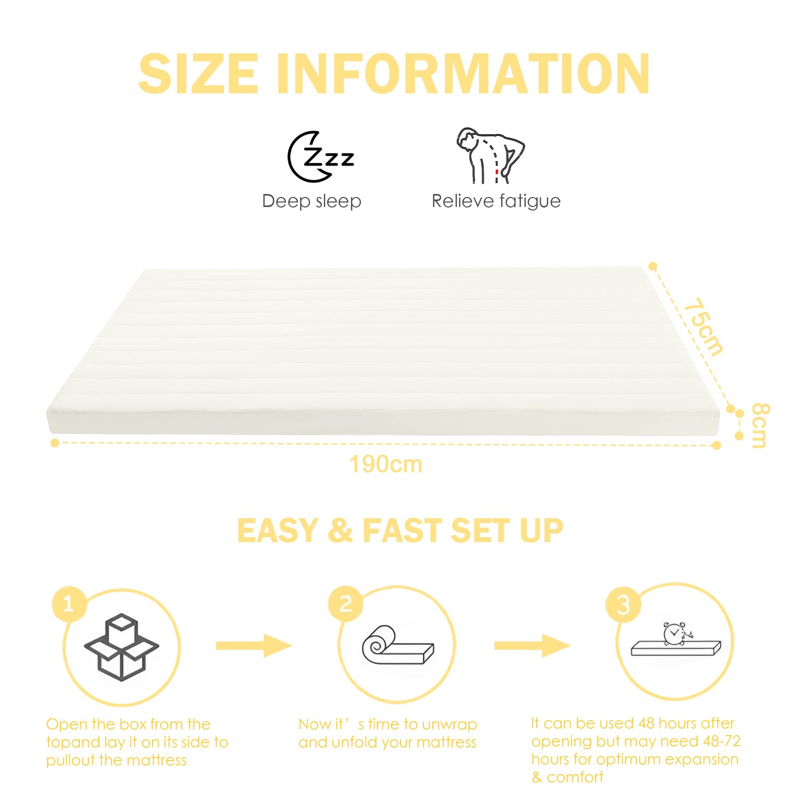 MeMoreCool Roll Up Floor Mattress Small Single 190x75cm, Beige