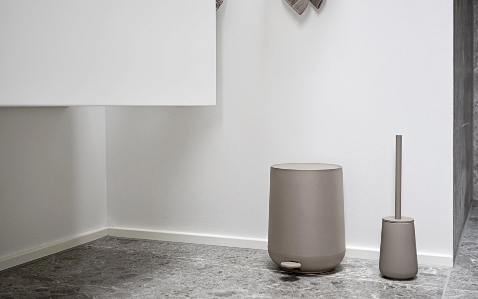 Zone Denmark Nova Pedal Bin, Cosmetic Bathroom Bin, Small Waste Bin for Bathroom, 3 Litre, Ø 20.5 cm, Height 23.5 cm, Taupe