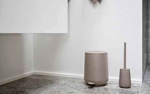 Zone Denmark Nova Pedal Bin, Cosmetic Bathroom Bin, Small Waste Bin for Bathroom, 3 Litre, Ø 20.5 cm, Height 23.5 cm, Taupe