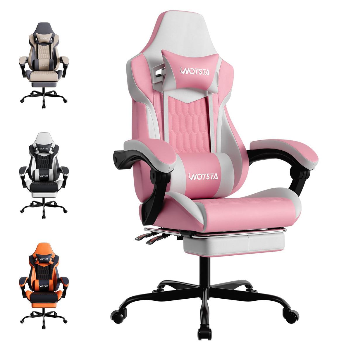 WOTSTA Gaming Chair, Ergonomic Gaming Chair with Footrest and Lumbar Support, Computer Chairs