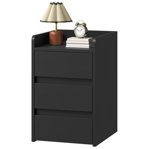 YITAHOME Bedside Table 3 Drawers Charging Station Nightstand Storage Black