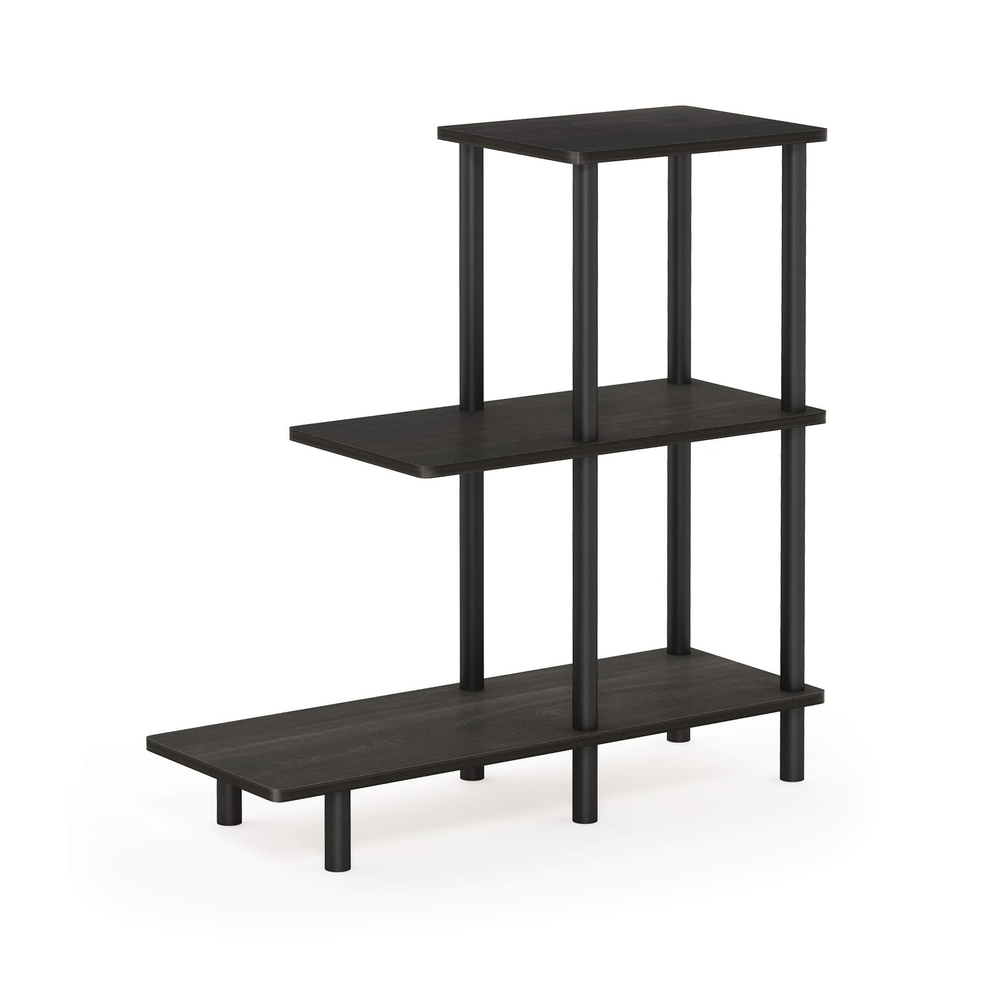 Furinno TURN-N-TUBE Side Table, 3-Tier Tall L-Shape End Table with Open Shelf, Tall Toolless Night Stand, Bedside Table, for Living Room, Bedroom