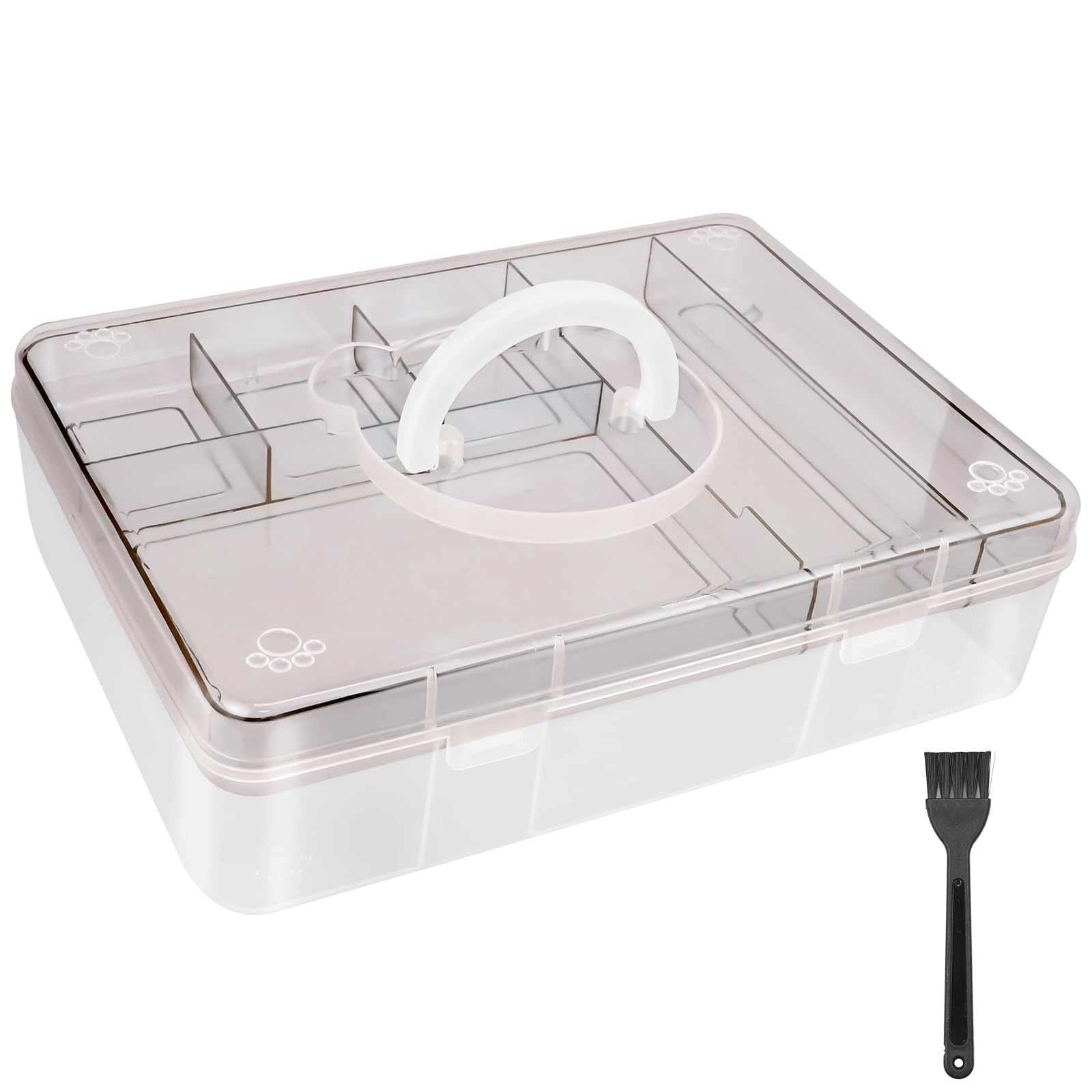 Craft Storage Box Clear Craft Stackable Large Sewing Box with 7 Compartment Tray Large Capacity for Medications, Sewing Supplies