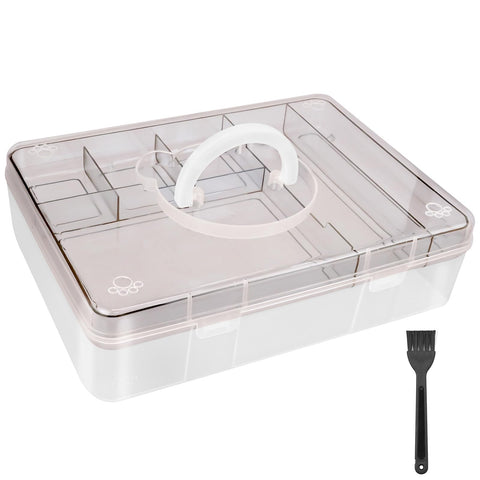 Craft Storage Box Clear Craft Stackable Large Sewing Box with 7 Compartment Tray Large Capacity for Medications, Sewing Supplies