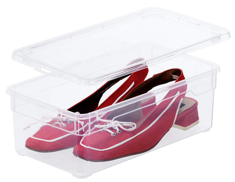 Rotho, Clear, Set of 4 storage boxes 5 l with lid, Plastic (PP) BPA-free, transparent, 4 x 5l (33,0 x 19,0 x 24,0 cm)