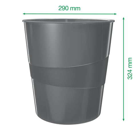 Leitz 52781062 15 Litre Waste Bin, Plastic, Wow Range, Metallic Purple