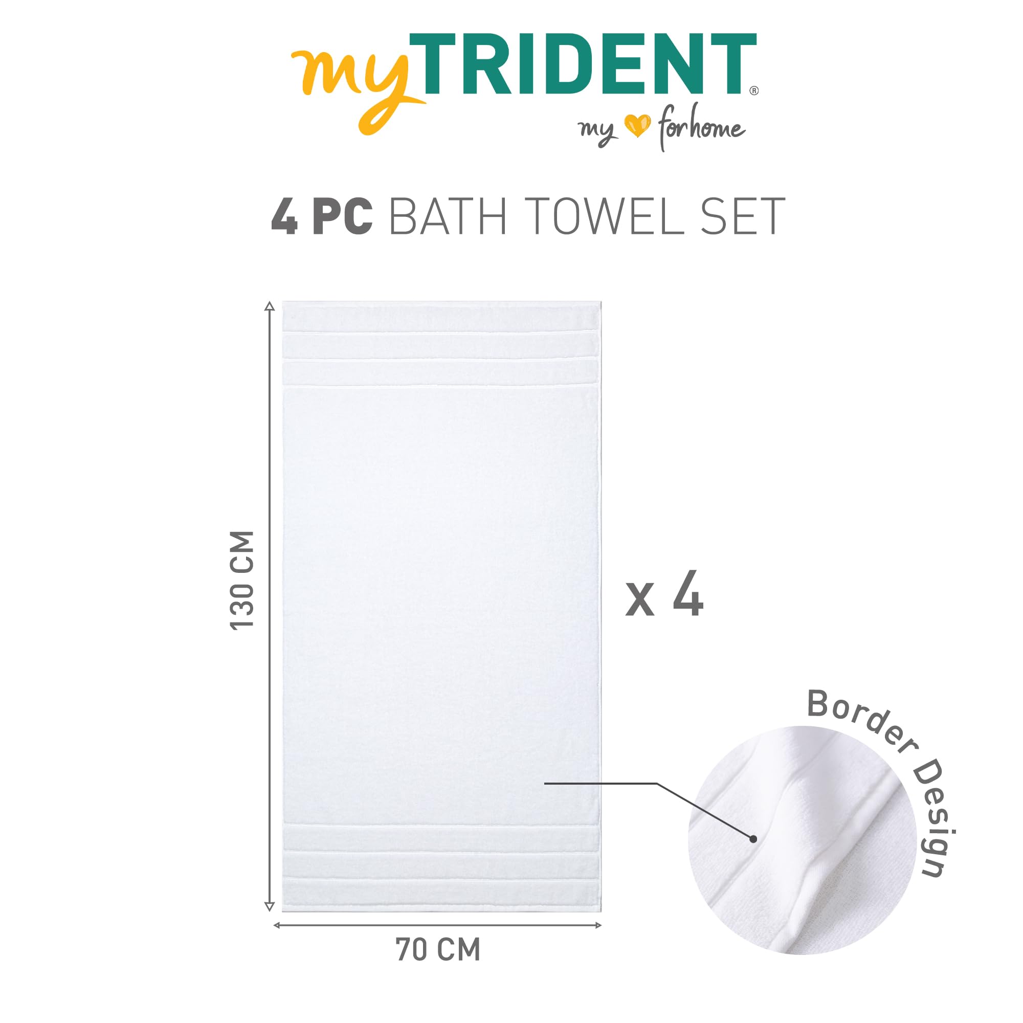 Zero Twist Bathroom Towels I 4 Pack Bath Towels I Quick Dry I White