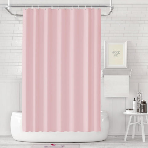 LUKDUNG Bathroom Curtain, 180 x 180 cm, Anti Mildew, Waterproof, Washable, PEVA Shower Curtain with 12 Shower Curtain Rings, Pink
