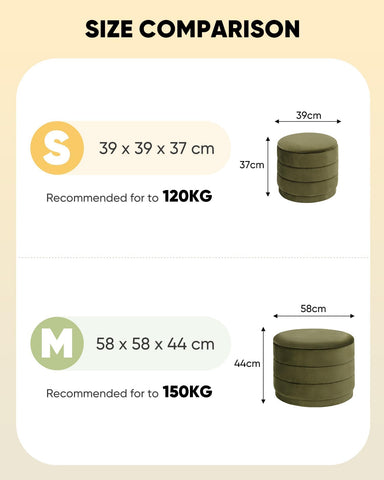 Bonlife Large Storage Ottoman Round - Folding Foot Rest with Hidden Storage, Olive Velvet 58x58x44cm for Living Room, Bedroom & Hallway
