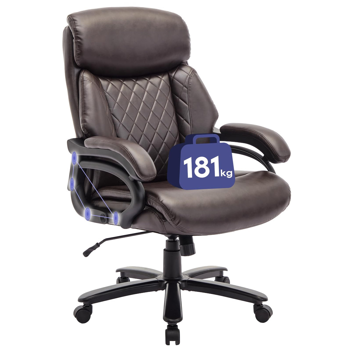 COLAMY Big and Tall Office Chair 400lbs, PU Leather Executive Office Chair for Heavy People