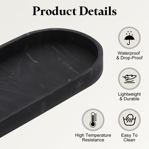 sourcing map Bathroom Vanity Tray, 9.8" x 4" Oval Silicone Soap Dispenser Trays, Shatterproof Kitchen Sink Organizer for Soaps Keys Candle Trinket