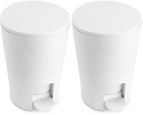 TATAY 4434901 diabolo - Pedal bathroom waste bin, with capacity of 5 l, 28.2 x 19 x 21 cm Modern 19.00x21.00x28.20 cm white (Pack of 2)
