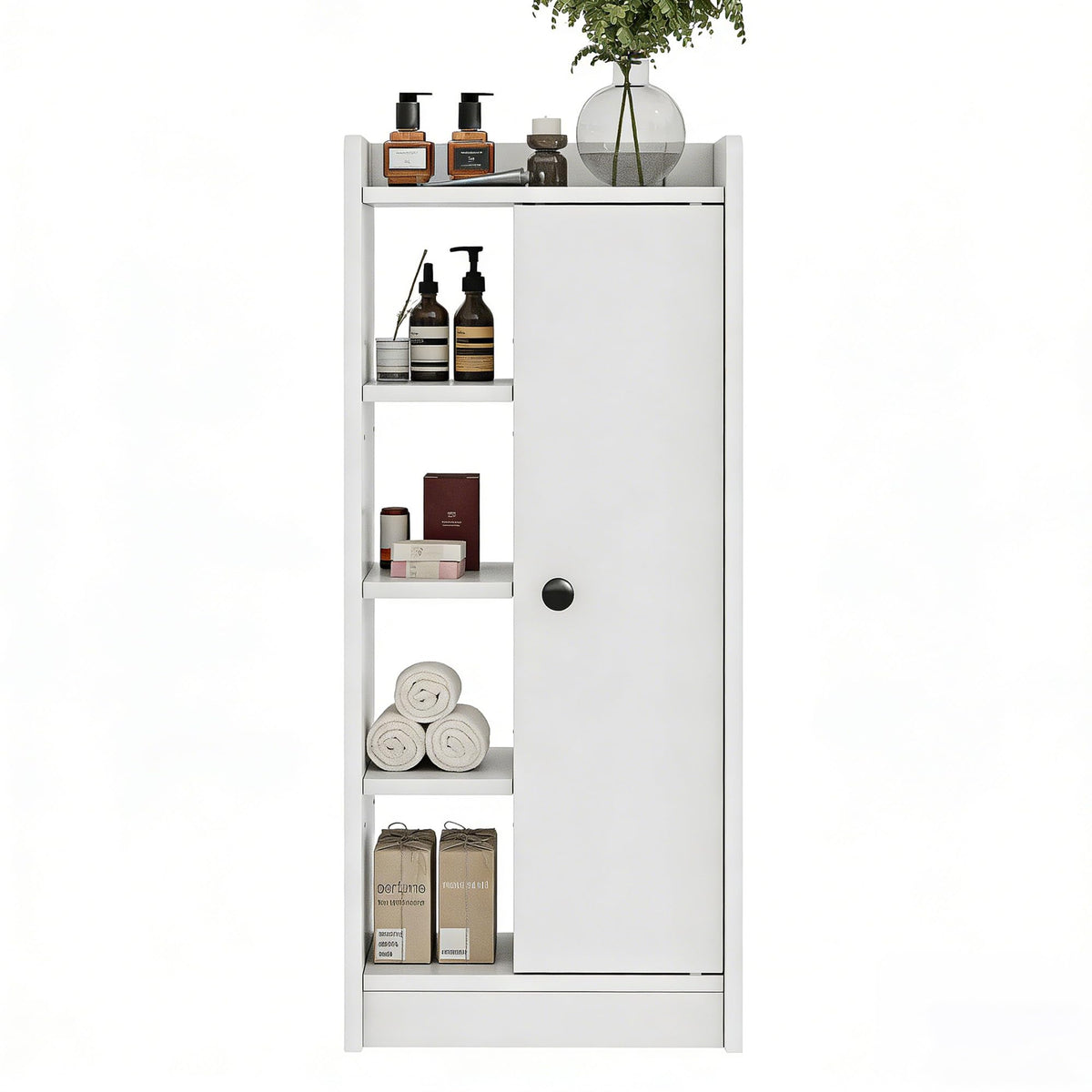 Feonase Bathroom Storage Cabinet with 4 Open Storage Unit, Slim Bathroom Storage Unit with Adjustable Shelf