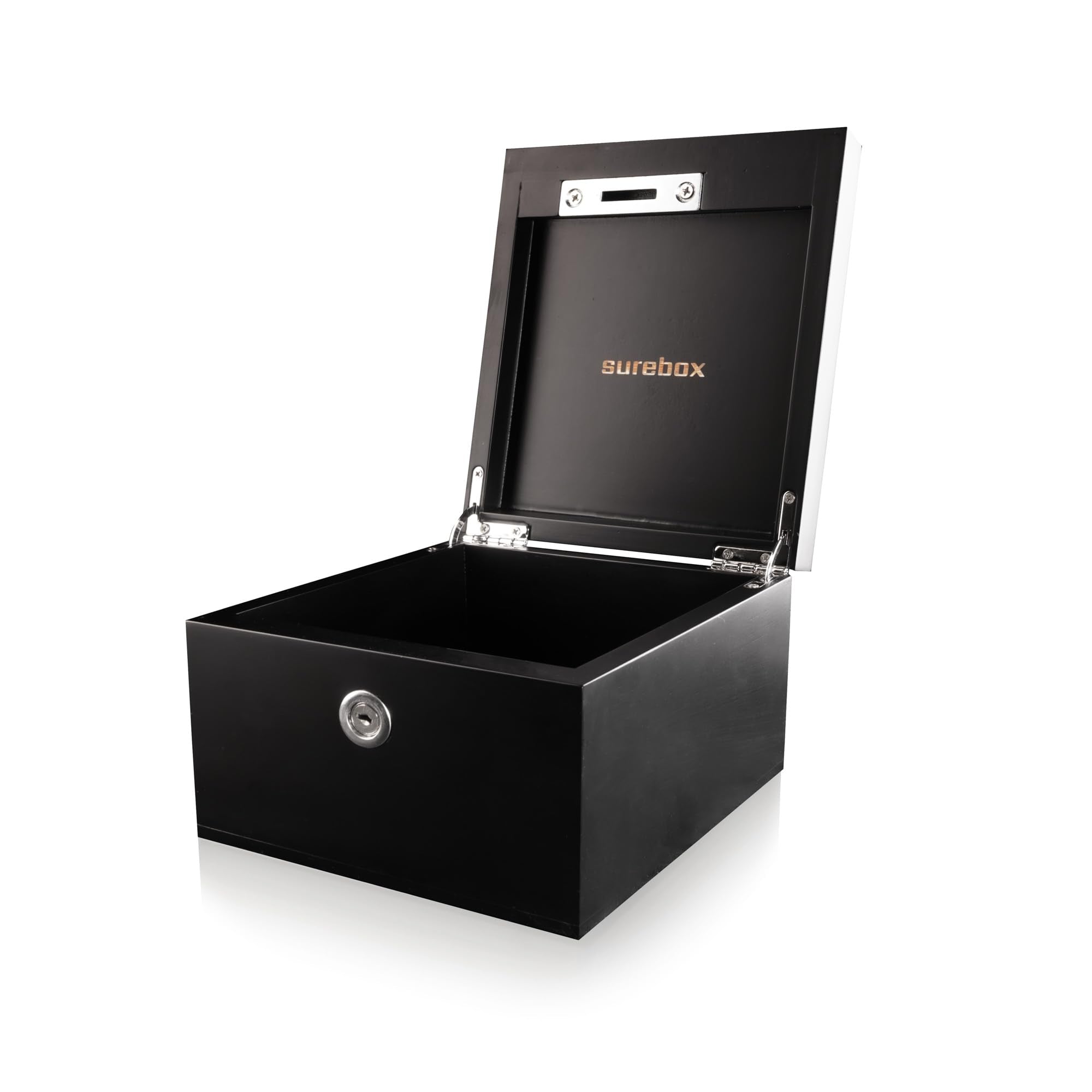surebox Small Bamboo Lock Box - Lock & Key, Secure Home Storage