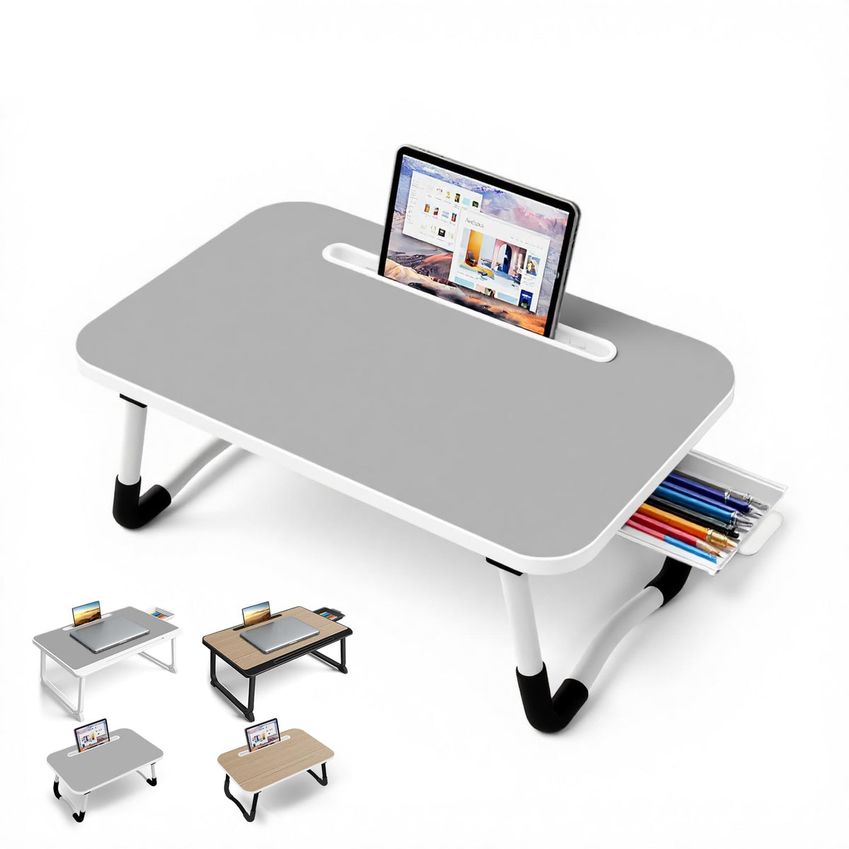 Laptop Bed Desk - Small Lap Desk 48 x30 cm for Breakfast in Bed, Study, Office Work, Gaming, Writing & Reading,Tray Table for Sofa, Couch