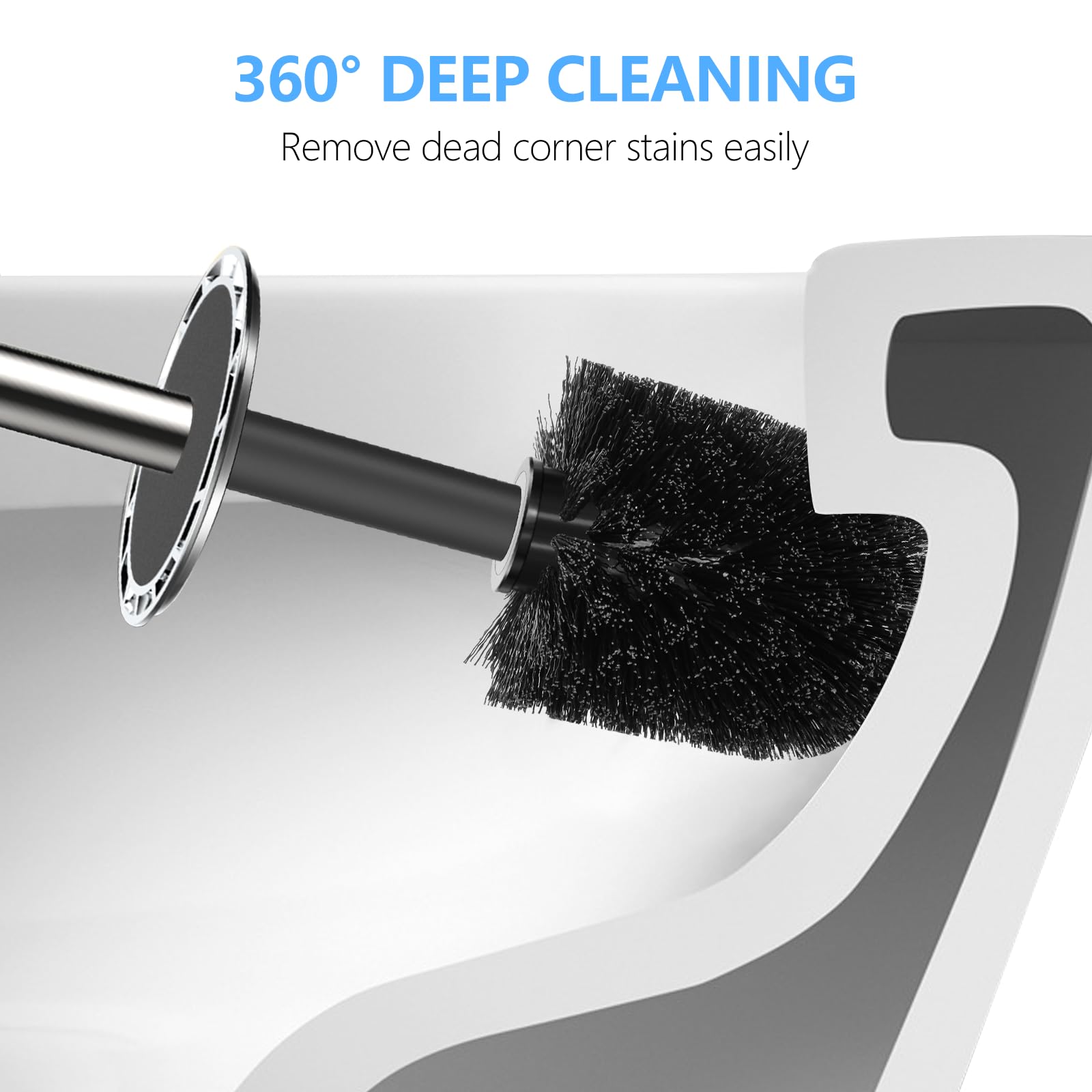 SetSail Toilet Bowl Brush and Holder for Bathroom Cleaning, Black, 1 Pack