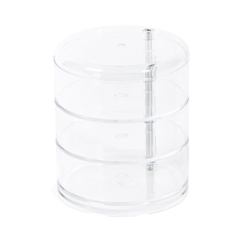 Compactor Swivel Jewellery Holder with 3 Levels, Transparent, Diameter 11.5 x H. 13.7 cm, RAN6040