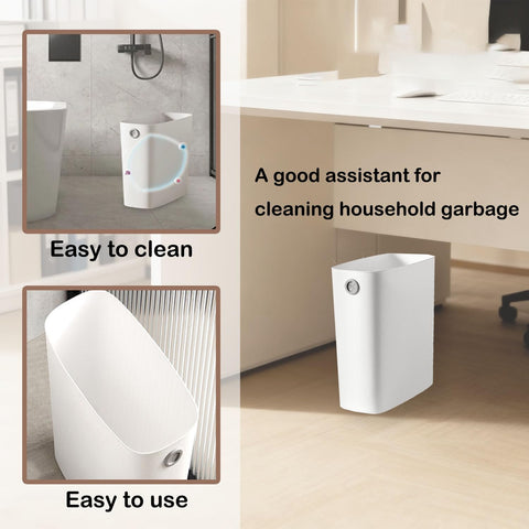 Chiziyixin 10L Open Top Bathroom Bin, Reusable Slim Bedroom Bin, Small Narrow Trash Can Plastic Garbage Container Wastebasket for Bathroom, Bedroom