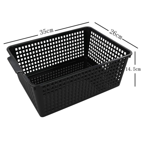 Yarebest Large Plastic Storage Basket Box, Cupboard Storage Baskets, 3-Pack (Black)