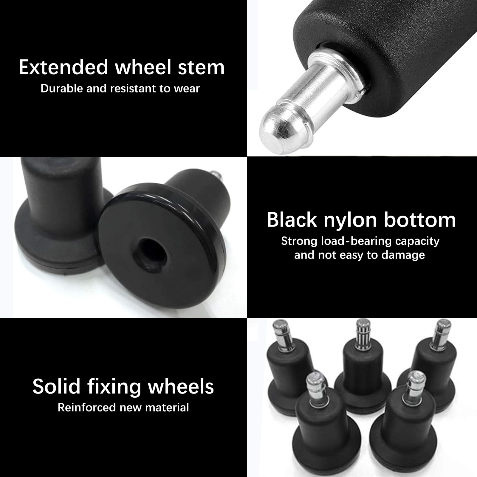 Xrten 5 Pcs Office Chair Gliders, Bell Glides Replacement Office Chair Wheels Stopper Swivel Caster, Plastic Feet Replacements for Castor