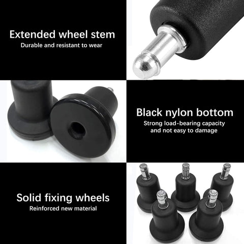 Xrten 5 Pcs Office Chair Gliders, Bell Glides Replacement Office Chair Wheels Stopper Swivel Caster, Plastic Feet Replacements for Castor
