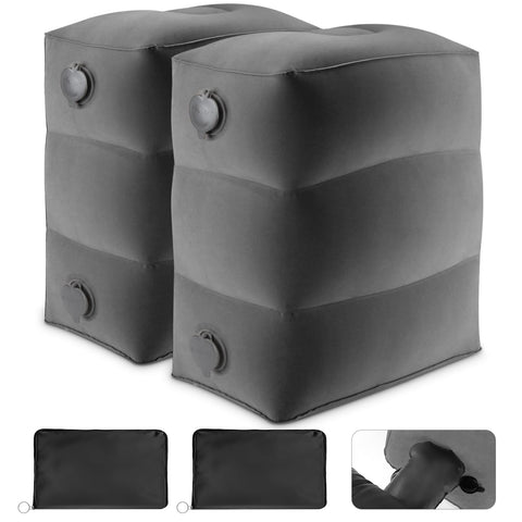 Maliton Inflatable Airplane Foot Rest with Pump Bag (Darkgrey, 2Pcs)