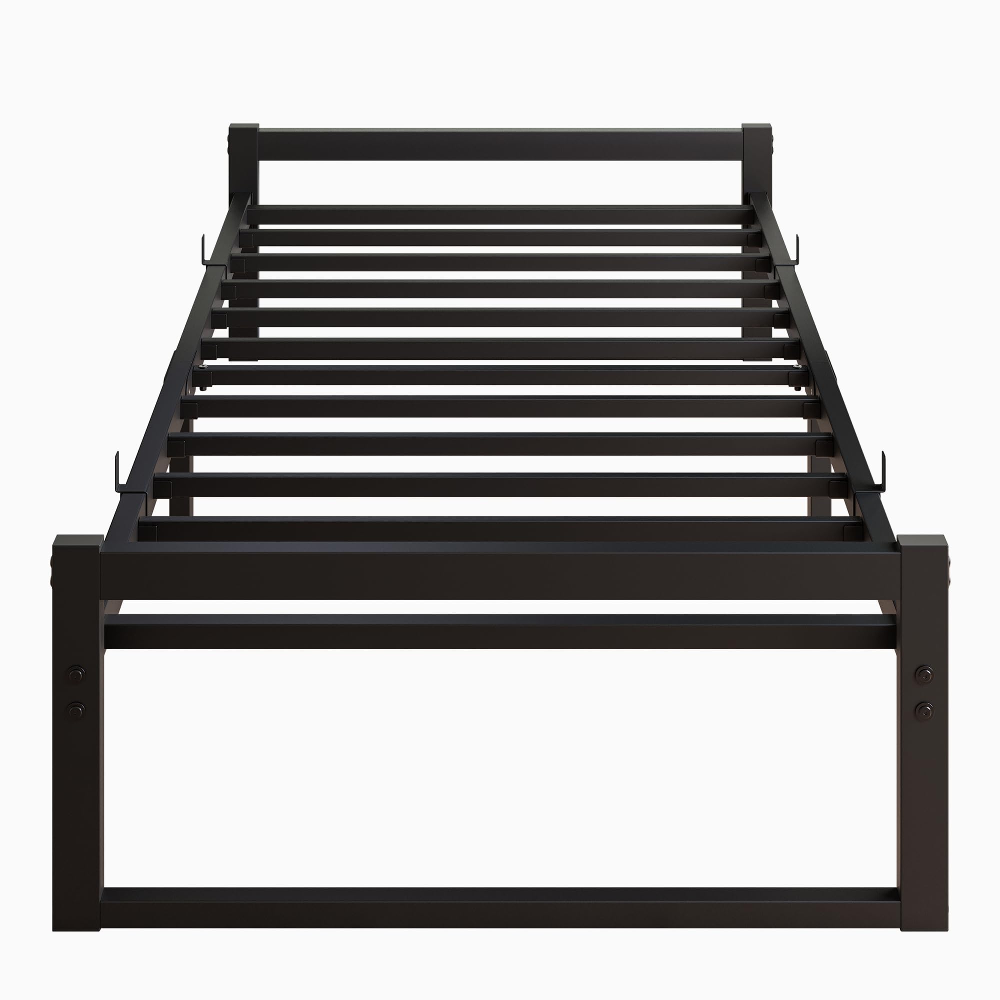 VECOCHO Bed 90 x 200 cm, Bed Frame 90 x 200 cm with Metal Slatted Frame, Black