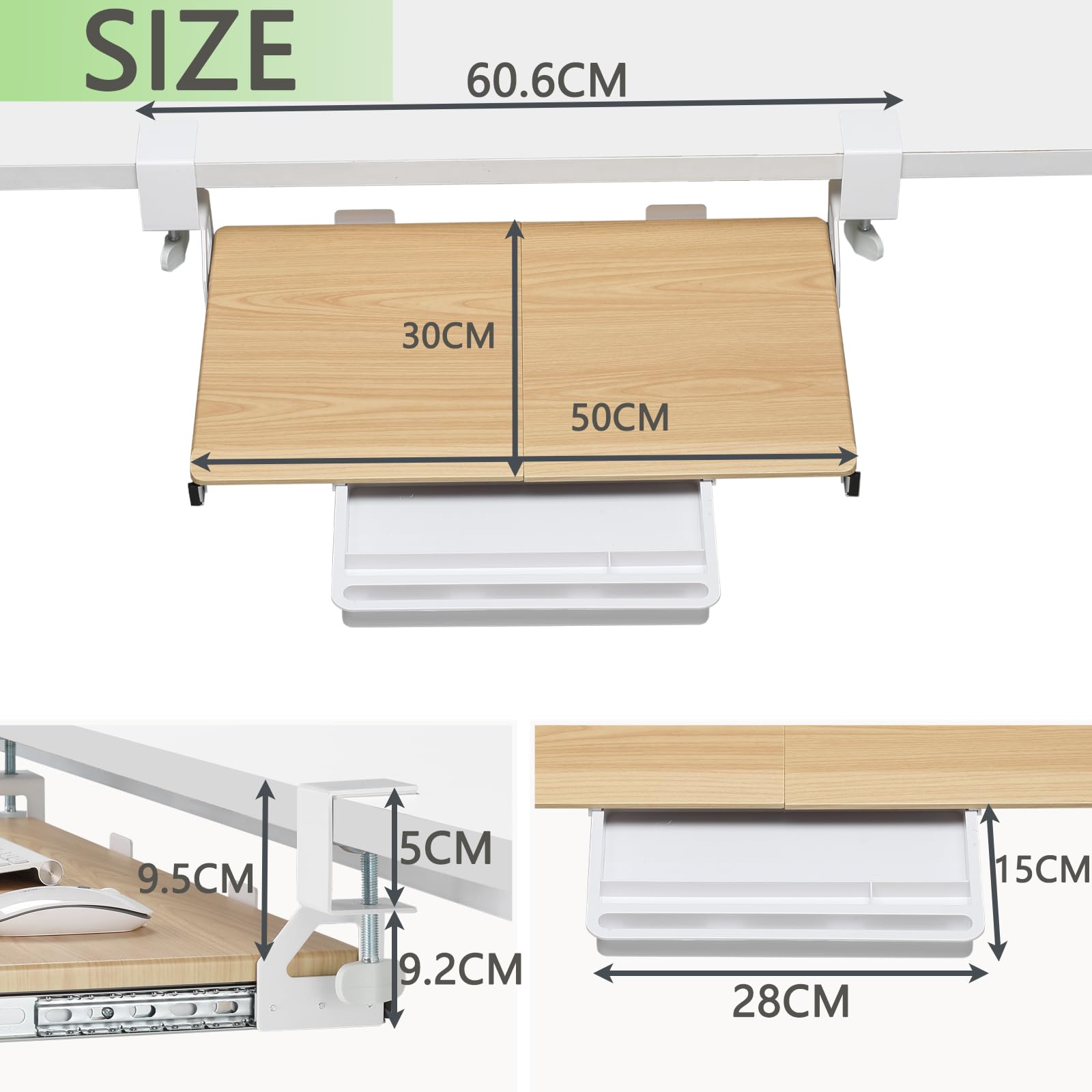 ETHU Small Under Desk Keyboard Tray 500x300mm