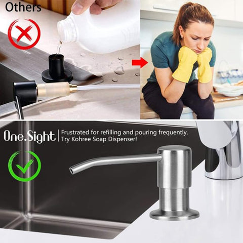 Kitchen Soap Dispenser Set, Stainless Steel Countertop Sink Soap Dispenser Water Pump with 39” Extension Tube Kit for Kitchen Bathroom(Silver)