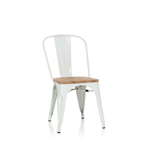 hjh OFFICE Vantaggio Comfort W 645046 Bistro Chair Metal Industrial Design Seat Stackable White/Wood