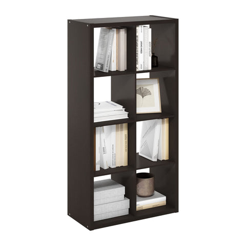 Furinno CUBICLE Book Shelf, 8-Cube Thick Frame Bookshelf, Horizontally & Vertically Reversible Bookcase with Open Back, 14.6 x 30 x 57.9