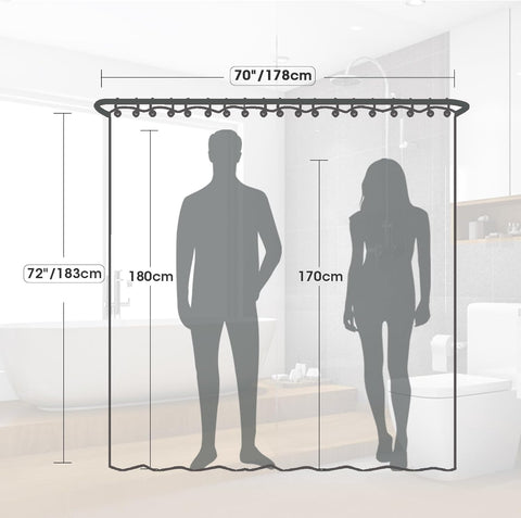 TGYIMENG Shower Curtain for Bathroom - Mould and Mildew Resistant - Grey, 180 x 180 cm (71 x 71 Inch) Water Repellant PEVA Fabric