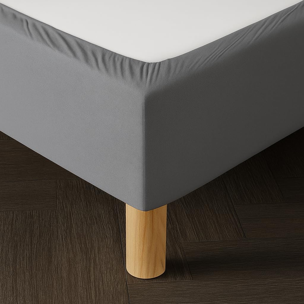 Dahlica Bed Base Cover Double140x190 cm Grey – Soft and Stretchy Fabric – Impeccable Look – Easy to Install